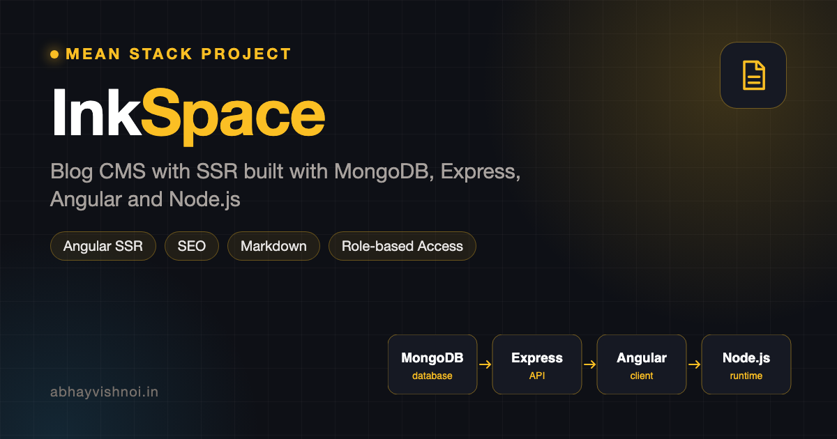 InkSpace: Blog CMS with MEAN Stack and Angular Server-Side Rendering